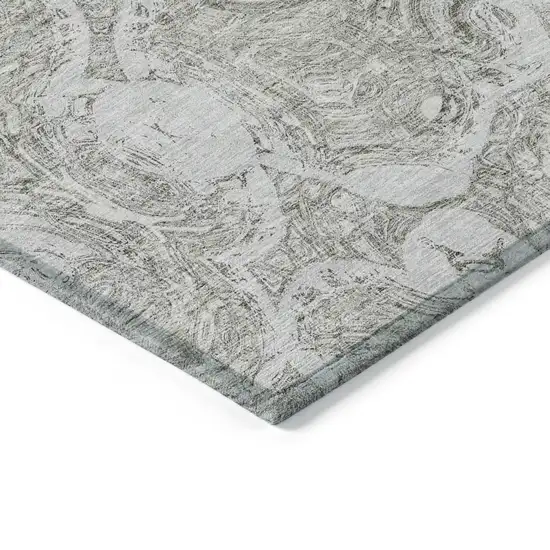 Ivory Taupe And Beige Abstract Washable Indoor Outdoor Area Rug Photo 3