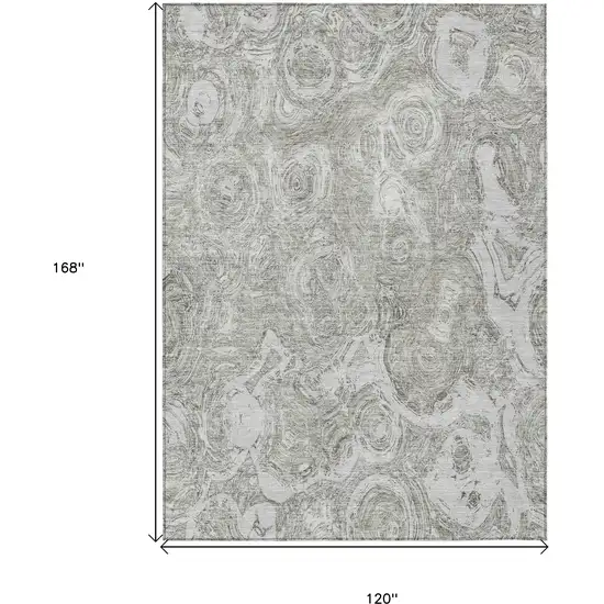 Ivory Taupe And Beige Abstract Washable Indoor Outdoor Area Rug Photo 3