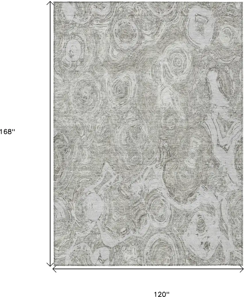 Ivory Taupe And Beige Abstract Washable Indoor Outdoor Area Rug Photo 3
