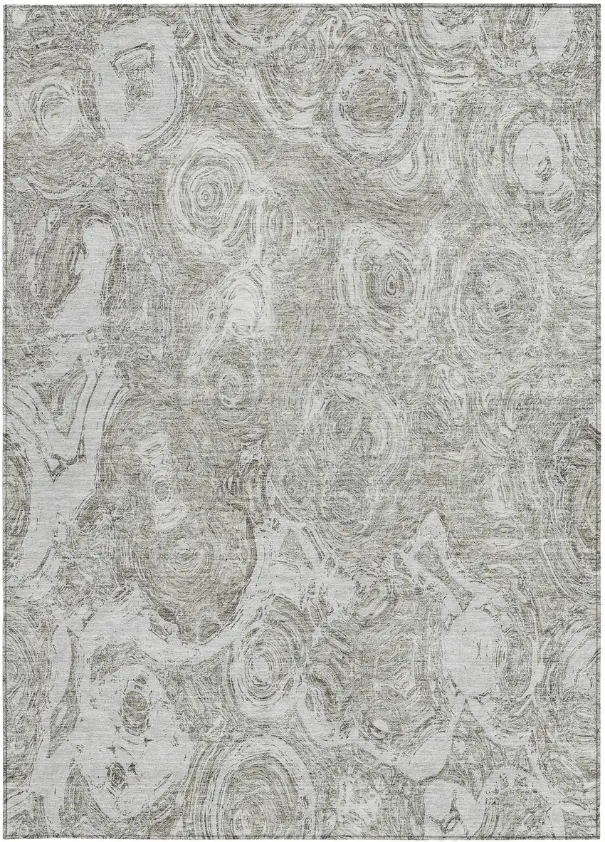 Ivory Taupe And Beige Abstract Washable Indoor Outdoor Area Rug Photo 5
