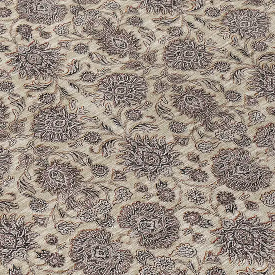 Ivory Taupe And Beige Floral Washable Indoor Outdoor Area Rug Photo 4