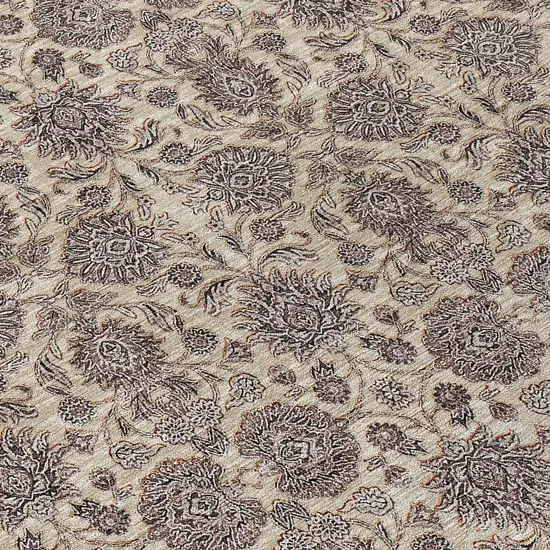 Ivory Taupe And Beige Floral Washable Indoor Outdoor Area Rug Photo 4