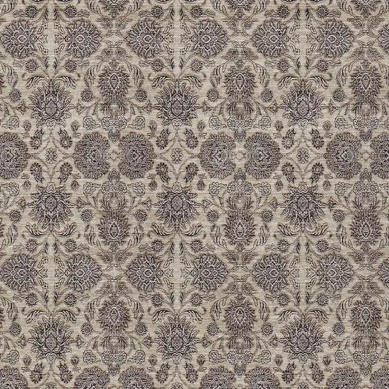Ivory Taupe And Beige Floral Washable Indoor Outdoor Area Rug Photo 8