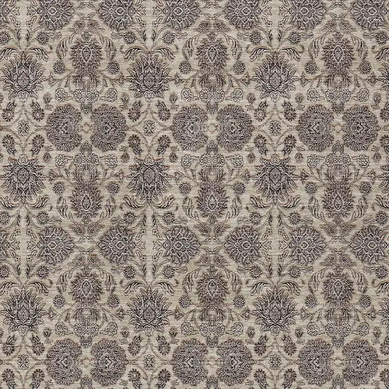 Ivory Taupe And Beige Floral Washable Indoor Outdoor Area Rug Photo 8