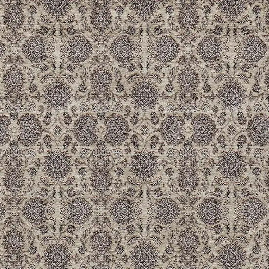 Ivory Taupe And Beige Floral Washable Indoor Outdoor Area Rug Photo 9