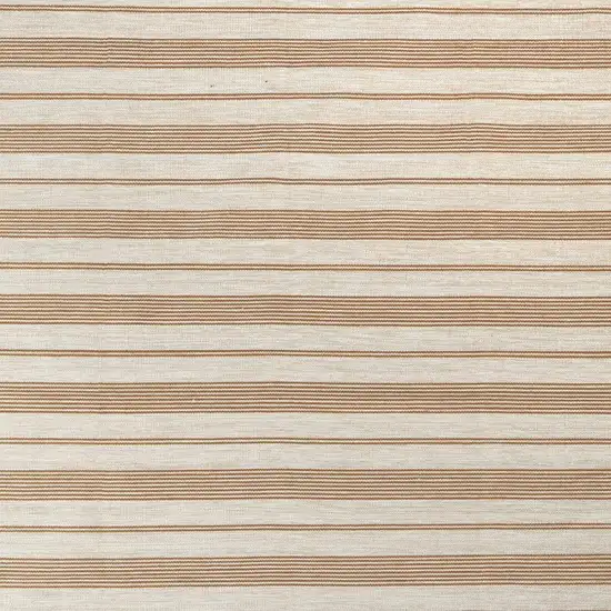 Ivory Taupe And Brown Striped Dhurrie Hand Woven Stain Resistant Area Rug Photo 2