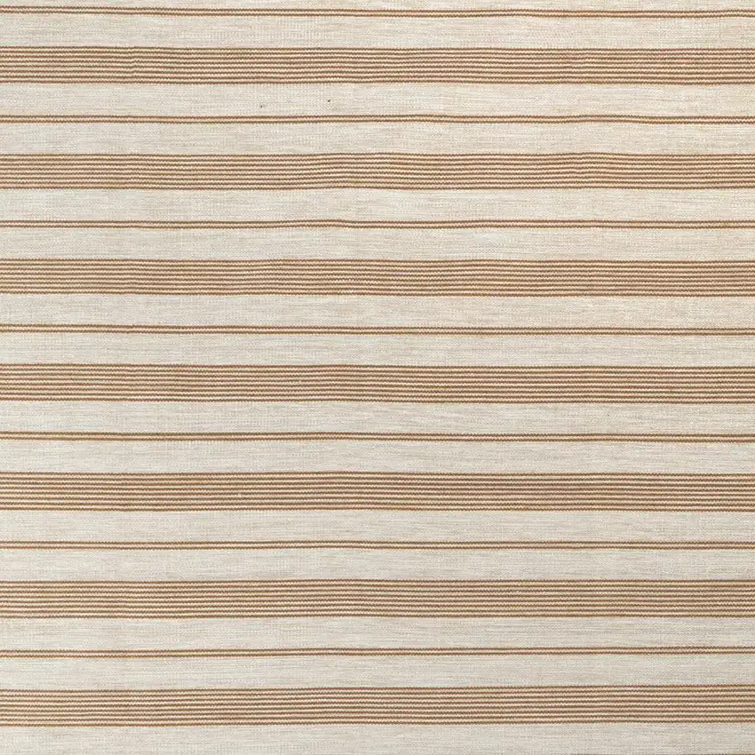 Ivory Taupe And Brown Striped Dhurrie Hand Woven Stain Resistant Area Rug Photo 2