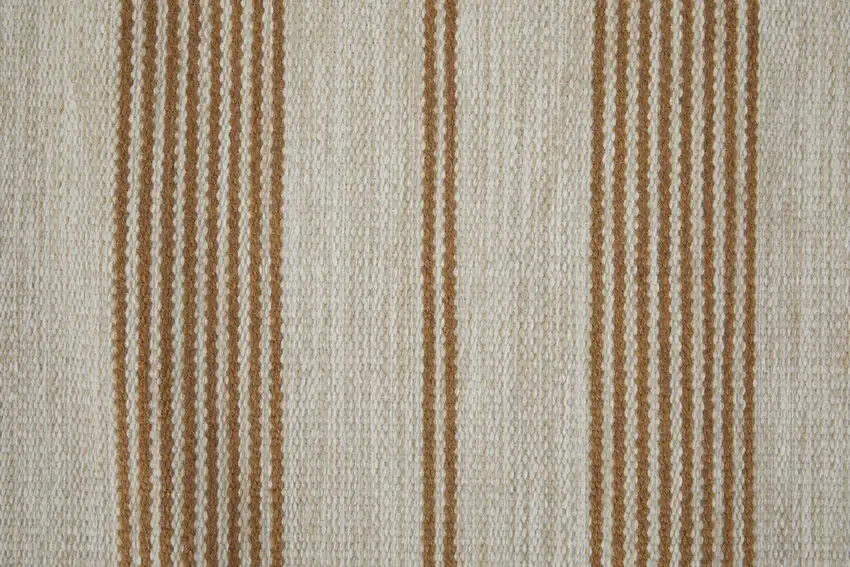 Brown and Ivory Striped Hand Woven Area Rug Photo 9
