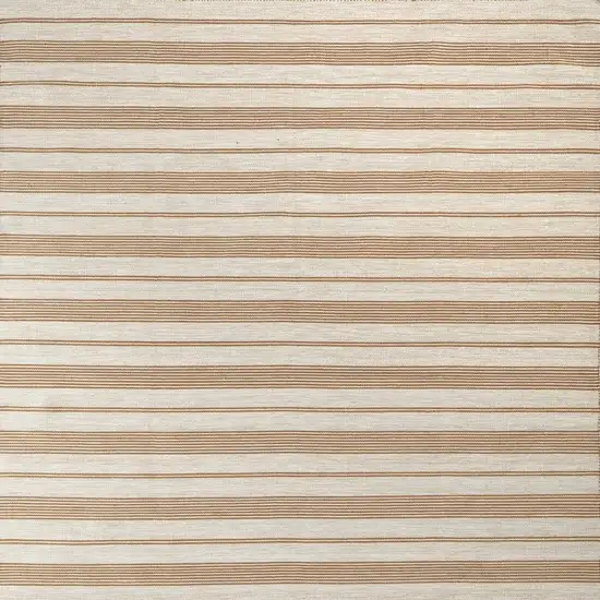 Brown and Ivory Striped Hand Woven Area Rug Photo 3