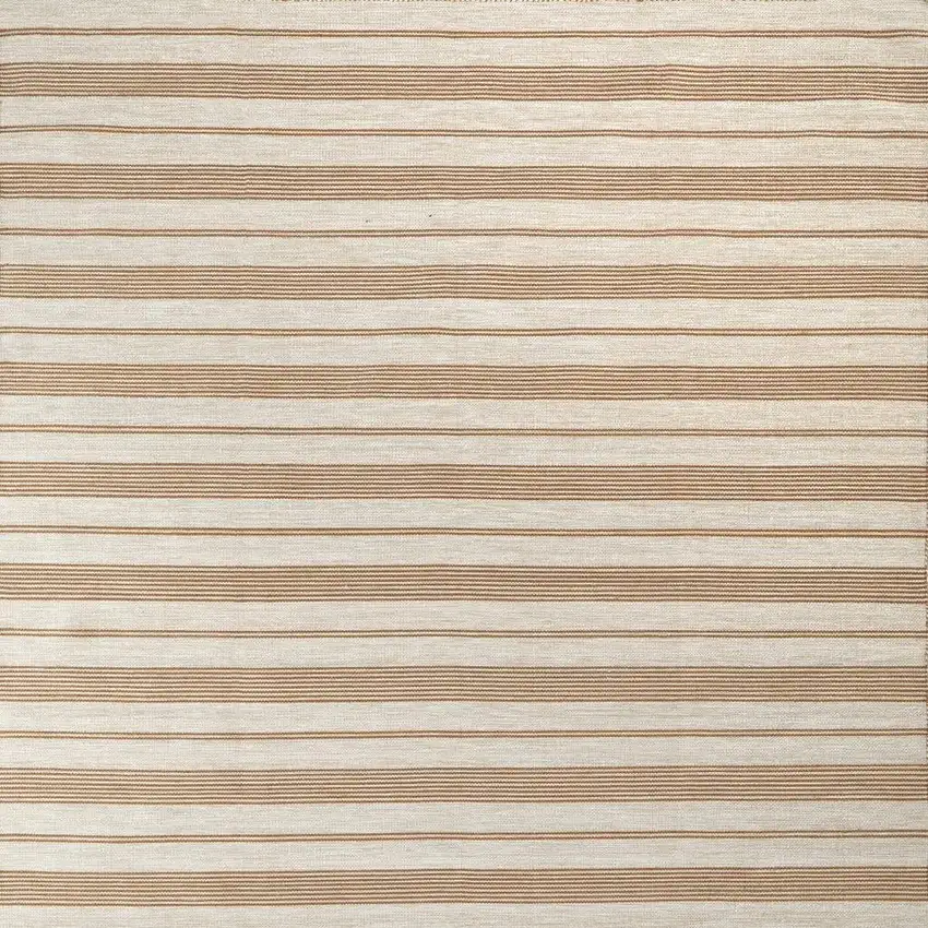 Brown and Ivory Striped Hand Woven Area Rug Photo 3