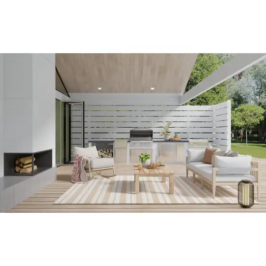 Brown and Ivory Striped Hand Woven Area Rug Photo 6