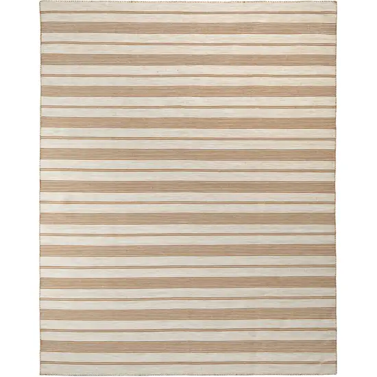Brown and Ivory Striped Hand Woven Area Rug Photo 4