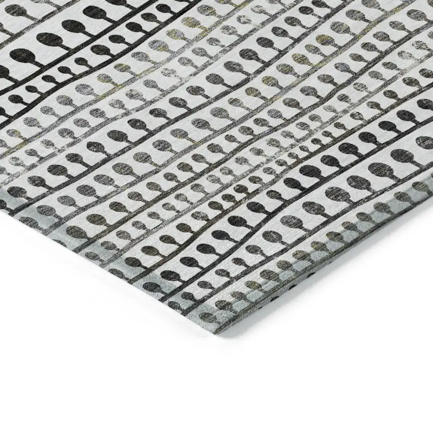 Ivory Taupe And Charcoal Striped Washable Indoor Outdoor Area Rug Photo 5