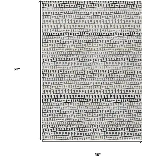 Ivory Taupe And Charcoal Striped Washable Indoor Outdoor Area Rug Photo 3