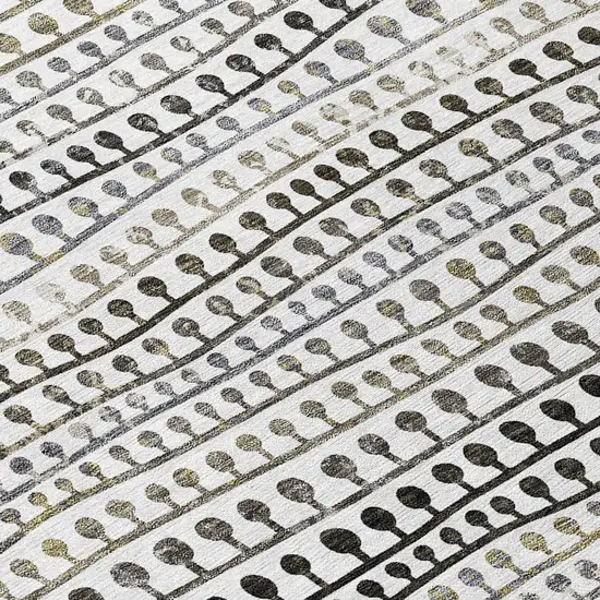 Ivory Taupe And Charcoal Striped Washable Indoor Outdoor Area Rug Photo 6