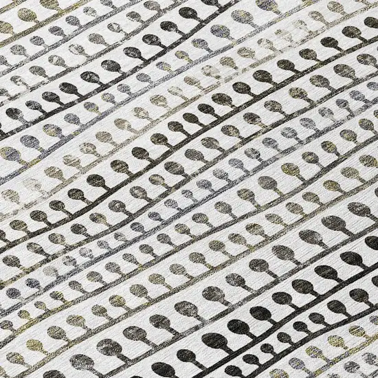 Ivory Taupe And Charcoal Striped Washable Indoor Outdoor Area Rug Photo 6