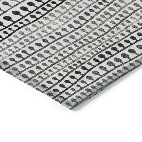 Ivory Taupe And Charcoal Striped Washable Indoor Outdoor Area Rug Photo 5