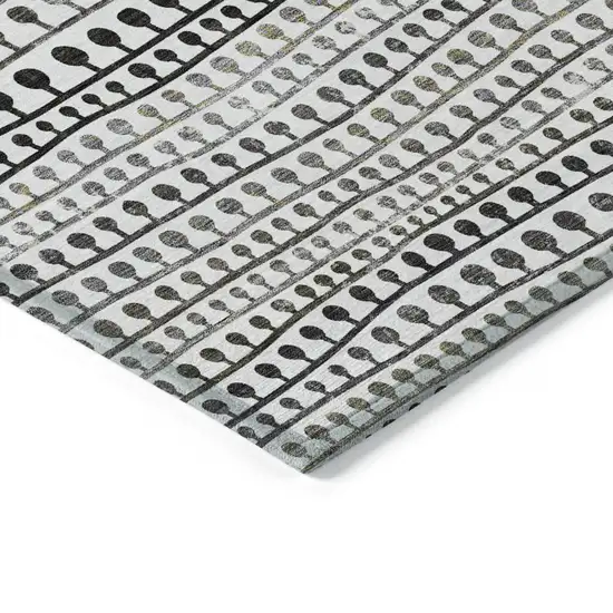 Ivory Taupe And Charcoal Striped Washable Indoor Outdoor Area Rug Photo 5