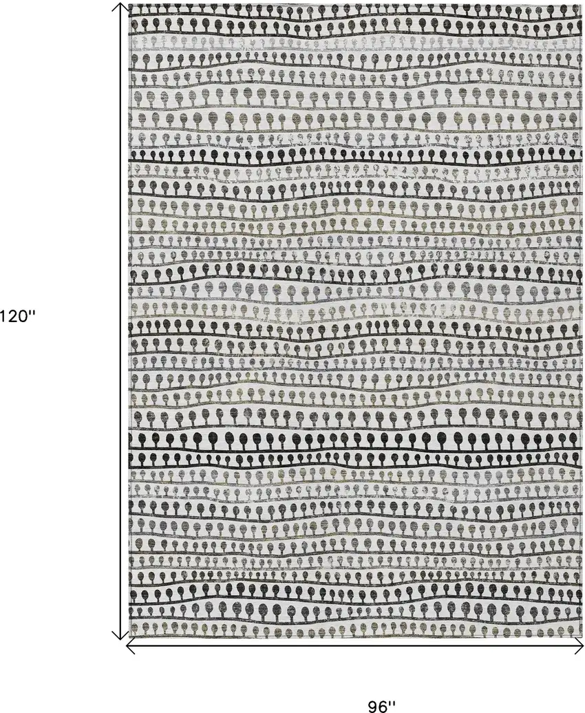 Ivory Taupe And Charcoal Striped Washable Indoor Outdoor Area Rug Photo 3