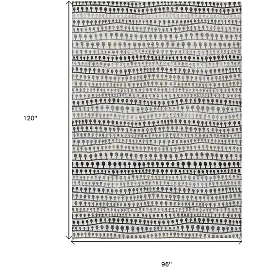 Ivory Taupe And Charcoal Striped Washable Indoor Outdoor Area Rug Photo 3