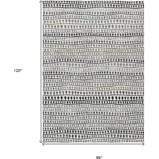 Ivory Taupe And Charcoal Striped Washable Indoor Outdoor Area Rug Photo 3