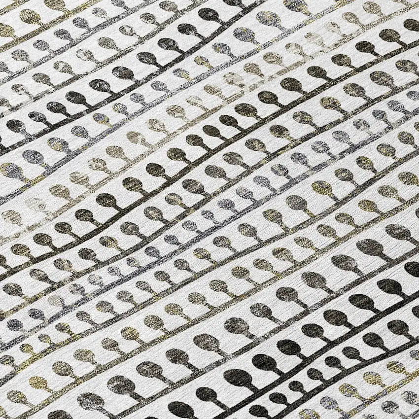 Ivory Taupe And Charcoal Striped Washable Indoor Outdoor Area Rug Photo 6