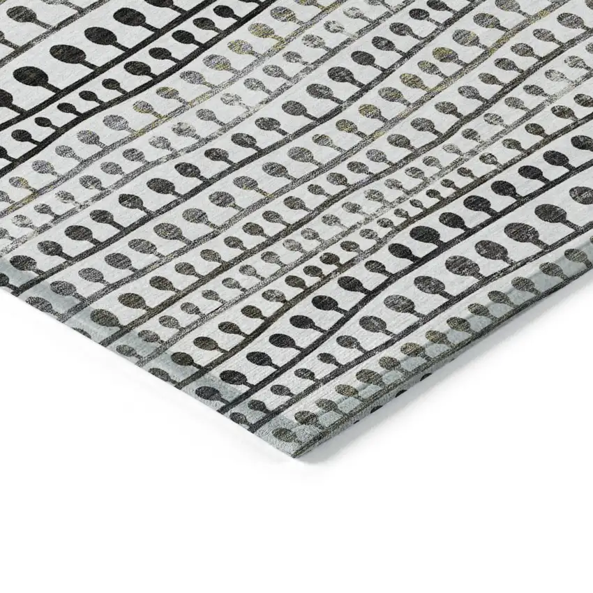 Ivory Taupe And Charcoal Striped Washable Indoor Outdoor Area Rug Photo 5