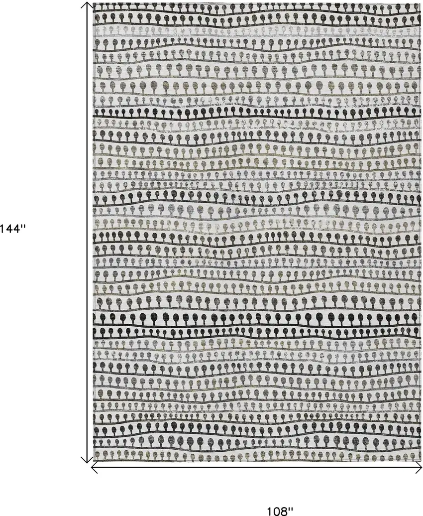 Ivory Taupe And Charcoal Striped Washable Indoor Outdoor Area Rug Photo 3