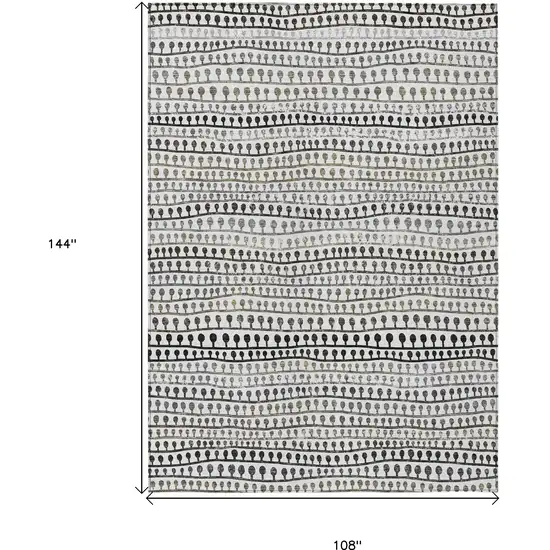 Ivory Taupe And Charcoal Striped Washable Indoor Outdoor Area Rug Photo 3