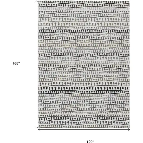 Ivory Taupe And Charcoal Striped Washable Indoor Outdoor Area Rug Photo 3