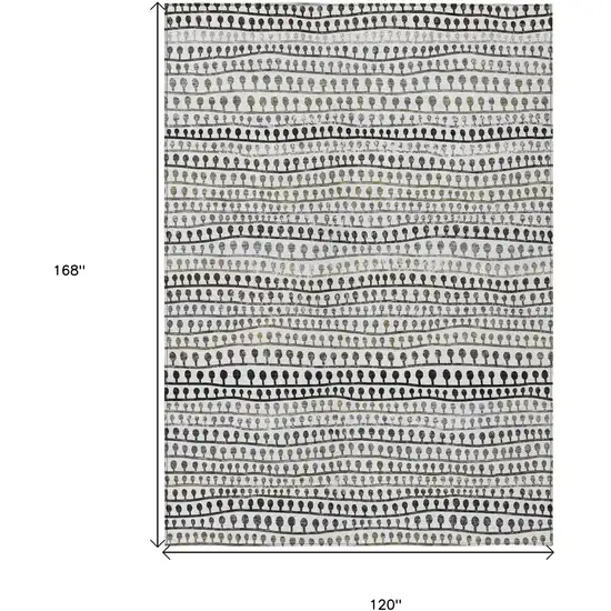Ivory Taupe And Charcoal Striped Washable Indoor Outdoor Area Rug Photo 3