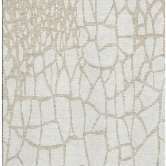 Ivory Taupe And Gray Abstract Geometric Washable Area Rug With UV Protection Photo 3