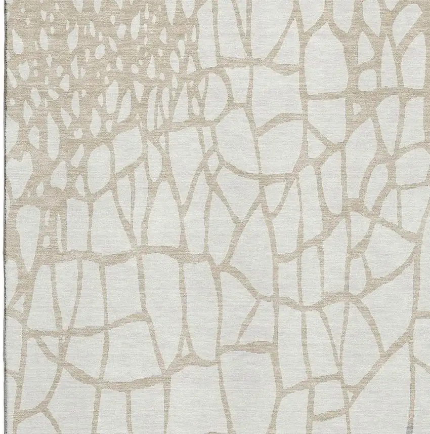 Ivory Taupe And Gray Abstract Geometric Washable Area Rug With UV Protection Photo 3