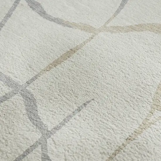 Ivory Taupe And Gray Abstract Geometric Washable Area Rug With UV Protection Photo 2