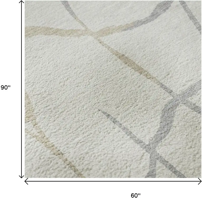 Ivory Taupe And Gray Abstract Geometric Washable Area Rug With UV Protection Photo 9