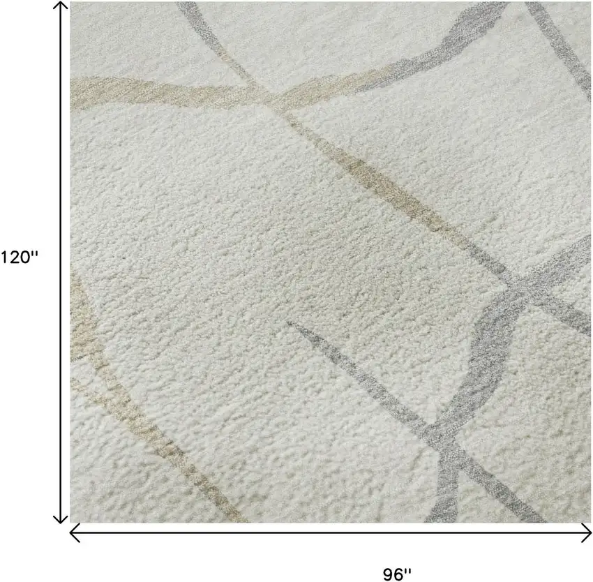 Ivory Taupe And Gray Abstract Geometric Washable Area Rug With UV Protection Photo 8