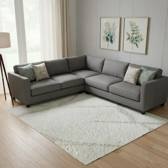 Ivory Taupe And Gray Abstract Geometric Washable Area Rug With UV Protection Photo 2