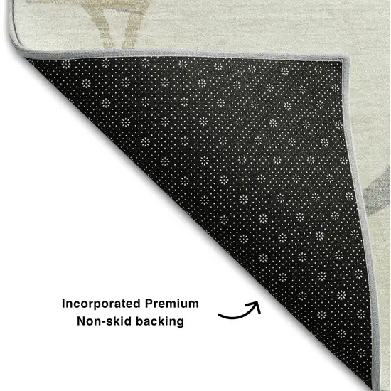 Ivory Taupe And Gray Abstract Geometric Washable Area Rug With UV Protection Photo 5