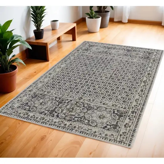 Ivory Taupe And Gray Abstract Stain Resistant Area Rug Photo 2