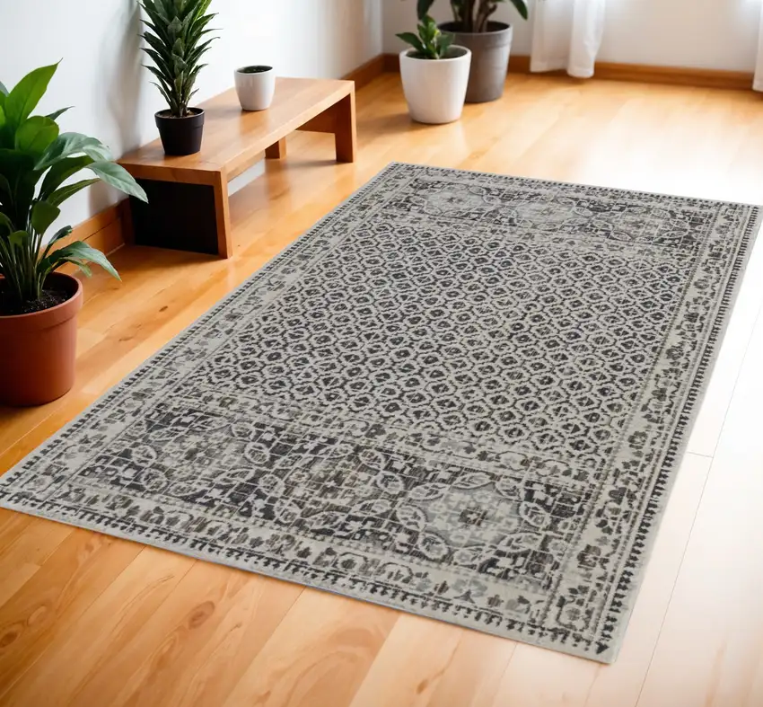 Ivory Taupe And Gray Abstract Stain Resistant Area Rug Photo 2