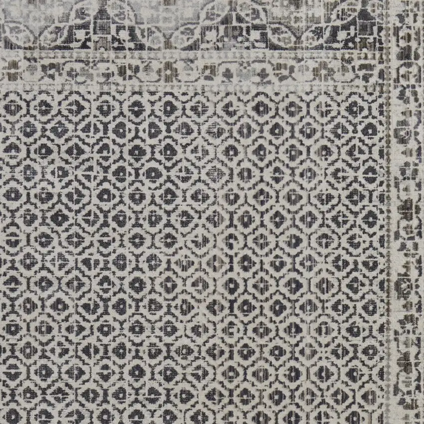 Ivory Taupe And Gray Abstract Stain Resistant Area Rug Photo 5