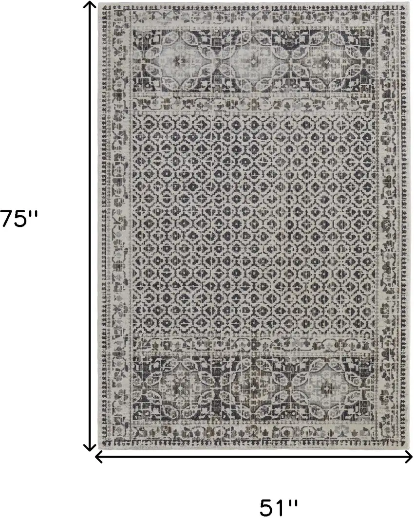 Ivory Taupe And Gray Abstract Stain Resistant Area Rug Photo 9