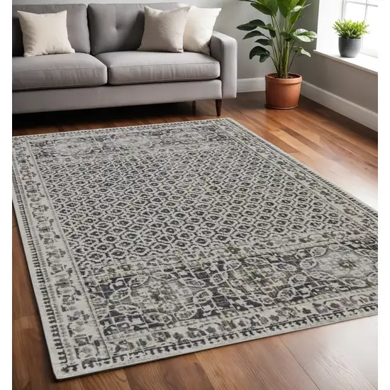 Ivory Taupe And Gray Abstract Stain Resistant Area Rug Photo 1