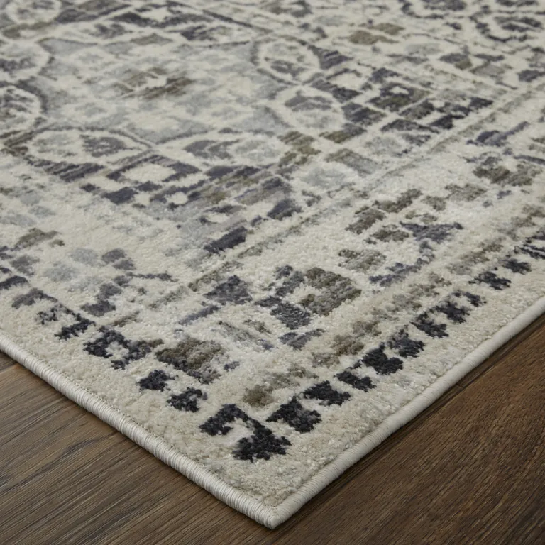 Ivory Taupe And Gray Abstract Stain Resistant Area Rug Photo 5