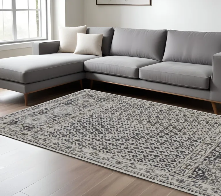 Ivory Taupe And Gray Abstract Stain Resistant Area Rug Photo 2