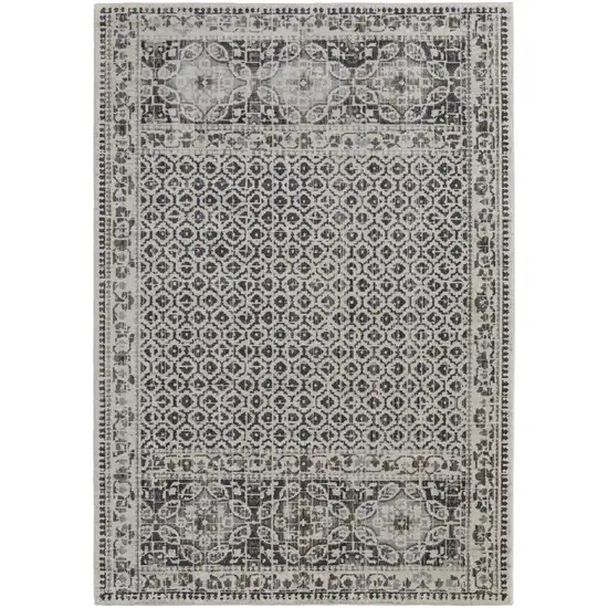 Gray and Ivory Abstract Area Rug Photo 2