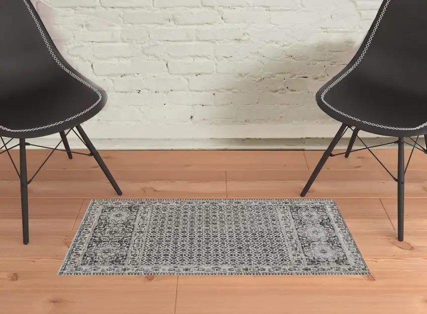Ivory Taupe And Gray Abstract Stain Resistant Area Rug Photo 2