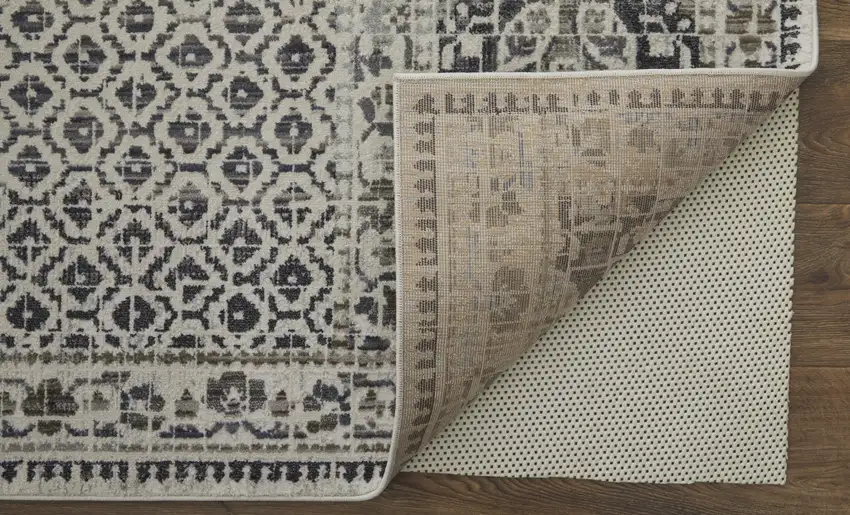 Ivory Taupe And Gray Abstract Stain Resistant Area Rug Photo 4