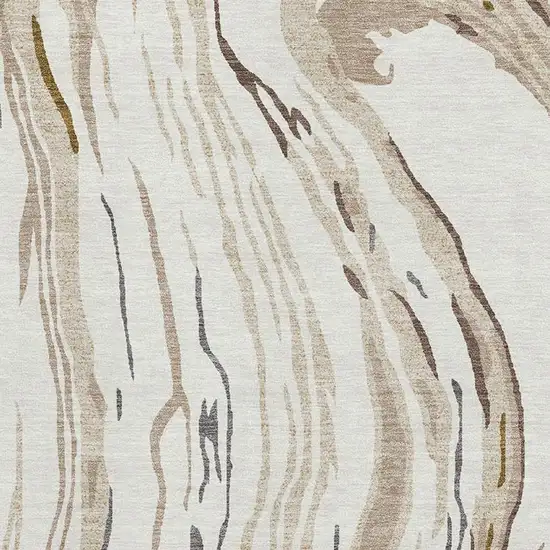 Ivory Taupe And Gray Abstract Washable Area Rug With UV Protection Photo 2