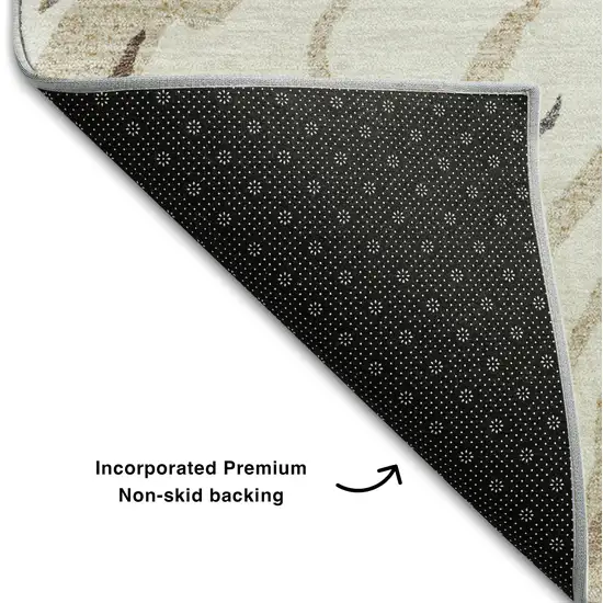 Ivory Taupe And Gray Abstract Washable Area Rug With UV Protection Photo 6